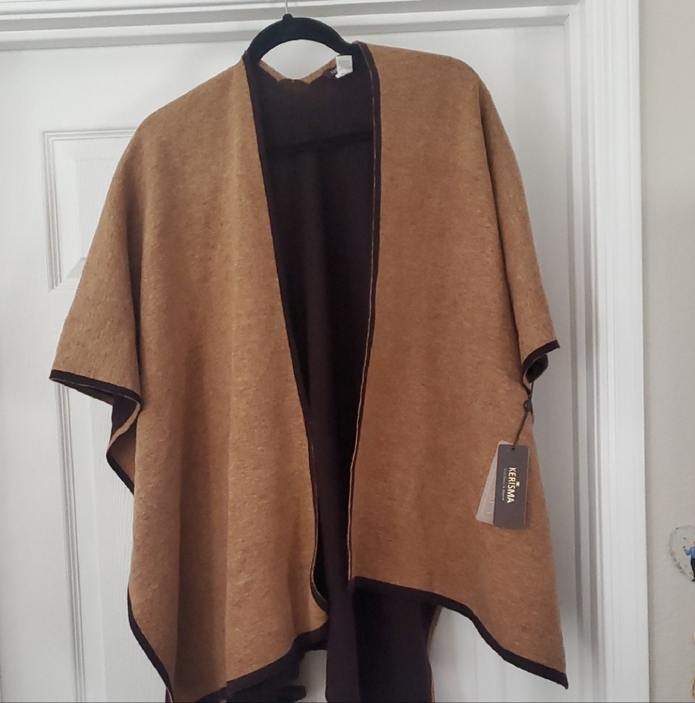 Kerisma Tan Wrap with Dark Brown Trim. New With Tags.